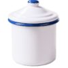 Bílá smaltovaná dóza s modrou linkou White blue - Ø8*11cm - 0,3L Münder Email Münder Email www.eLovci.cz