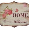 Nástěnná kovová cedule s růžemi Welcome Home - 33*25 cm Ostatní Ostatní www.eLovci.cz