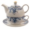 Porcelánový tea for one s modrými květy Blue Flowers - 16*15*15 cm / 400ml / 250ml  Clayre & Eef Clayre & Eef www.eLovci.cz