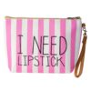 Růžovo bílá toaletní taška Lipstick M - 22*6*15 cm Clayre & Eef Clayre & Eef www.eLovci.cz