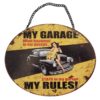 Závěsná žlutá kovová cedule My Garage My Rules - 25*20 cm Ostatní Ostatní www.eLovci.cz